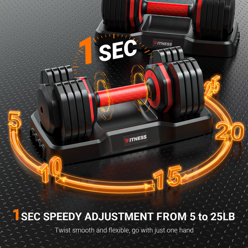 50lb 5 in 1 Adjustable Dumbbells Set of 2 with Rack B79231