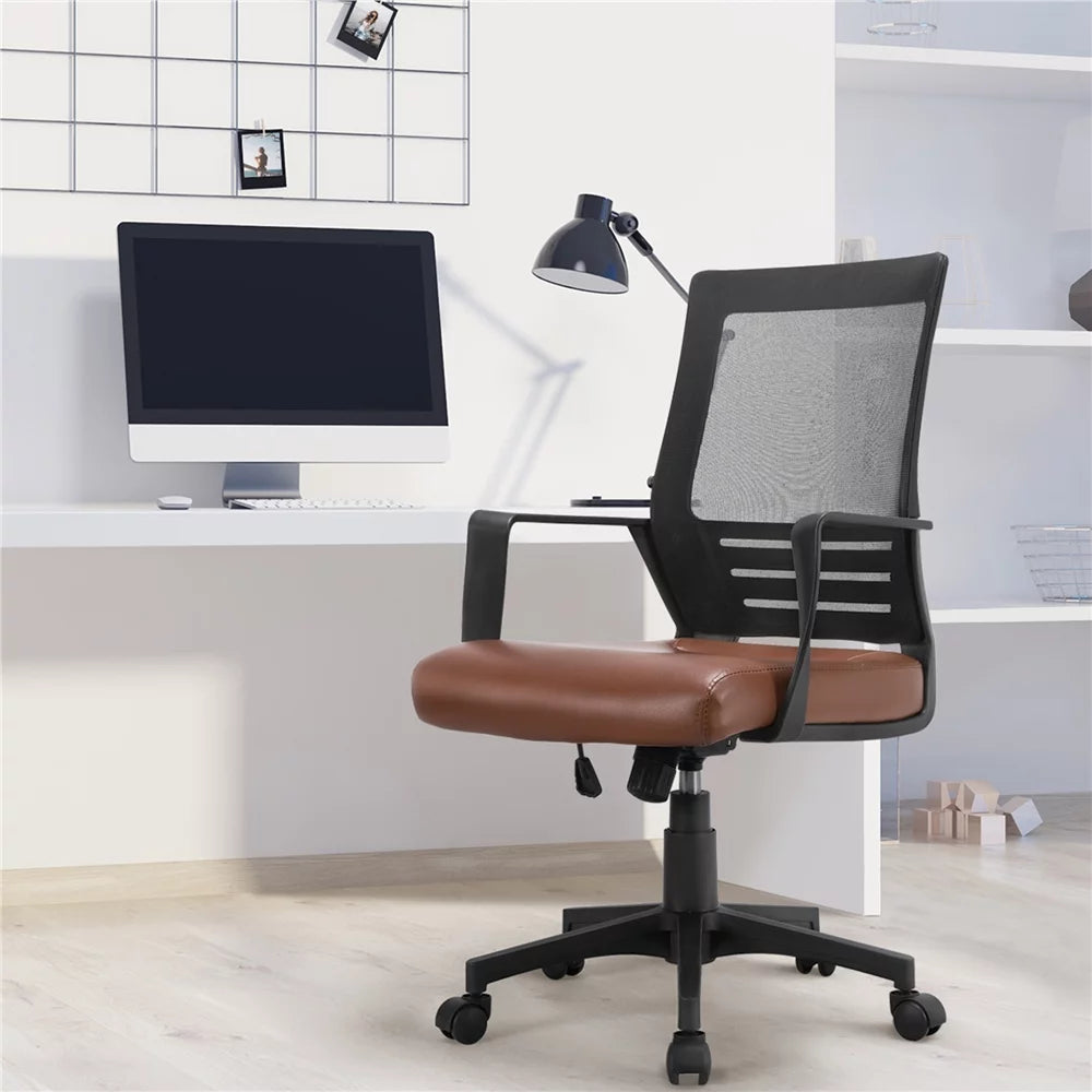 Brown Faux Leather Office Chair Set of 2 V61102