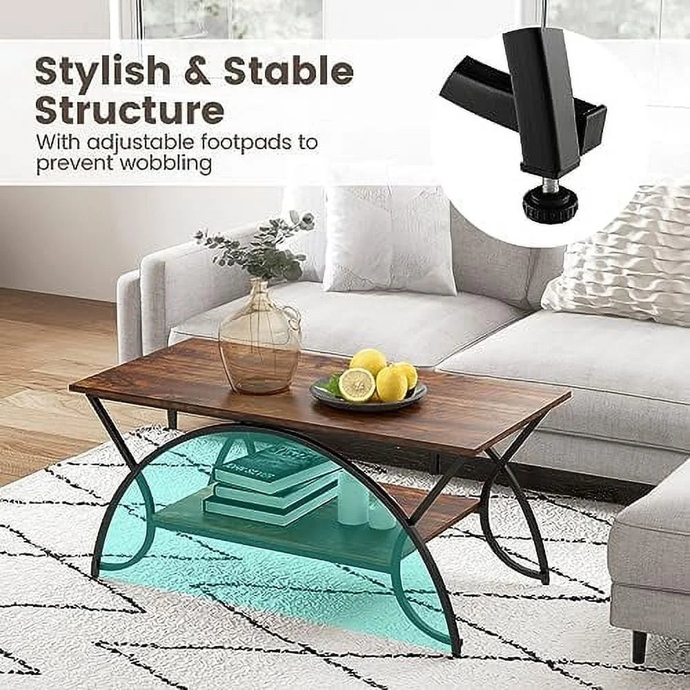 2-Tier Faux Marble Coffee Table Q56435