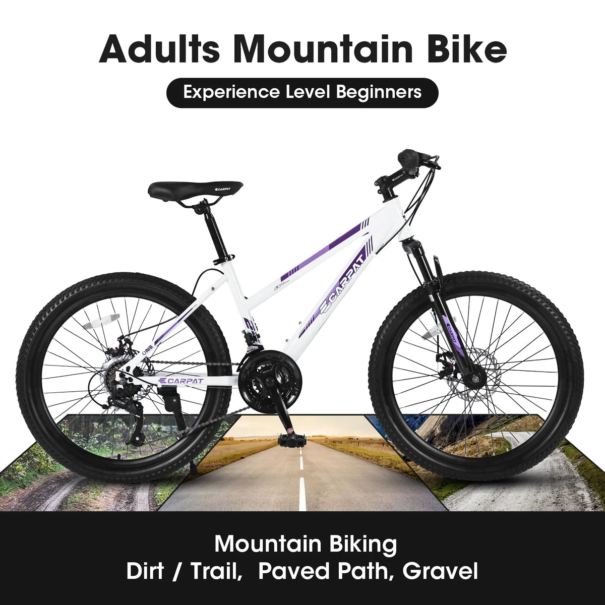 24 inch Mountain Bike with Dual Disc Brakes White S3735