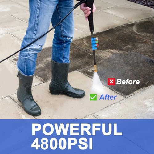 4800 PSI 4.0 GPM Electric Pressure Washer with 33ft Hose, 4 Nozzle and Foam Cannon, Blue G4976