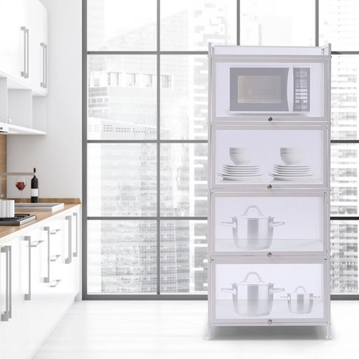 5 Layers Black White Storage Cabinet U27157