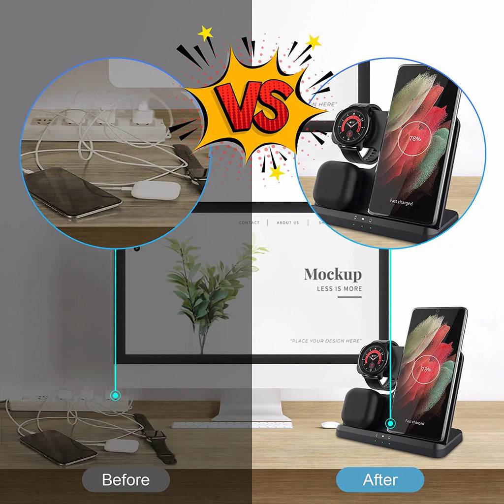 3 in 1 Wireless Charger Black Y5799