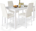 5 Pieces Dining Table Set with Faux Marble Top and 4 Chairs R949910