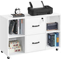 Black Mobile Filing Cabinet with 2 Drawer and 4 Open Compartments X2050
