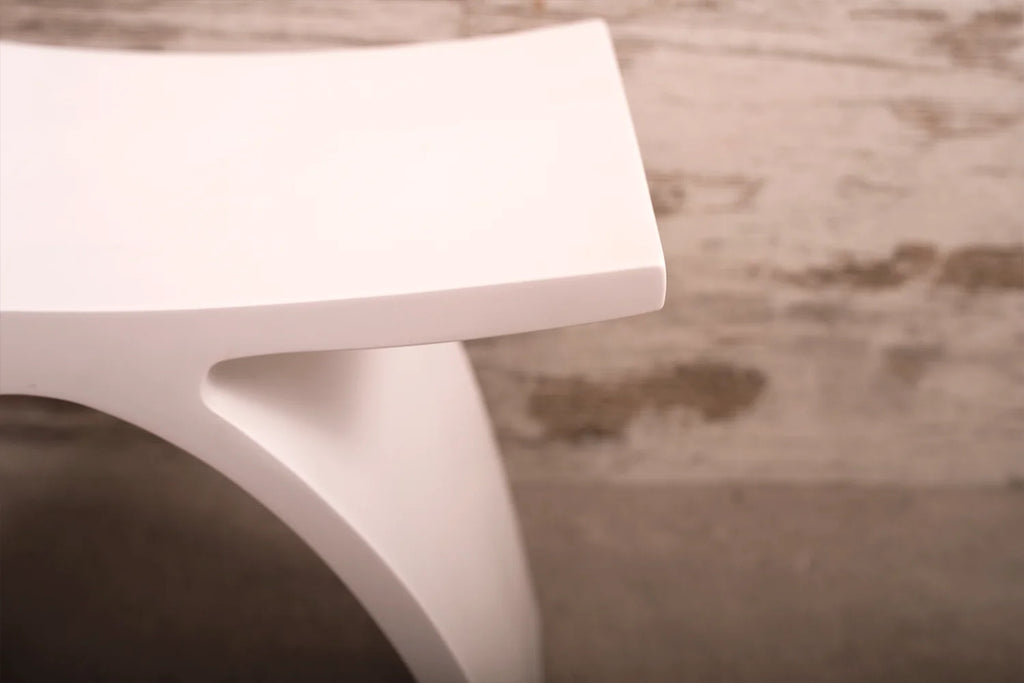 Matte White Solid Surface Bathroom Stool V56705