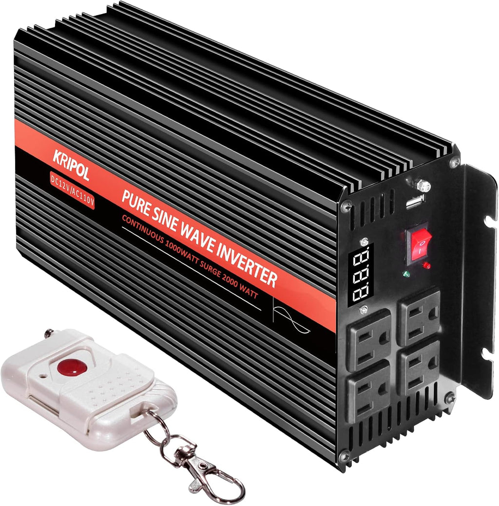 1000 Watt Pure Sine Wave Inverter 12v DC to 110/120v AC D294235