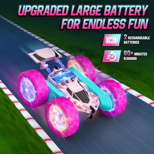 Remote Control Car Double Sided 360° Rotating 4WD Rechargeable Green L7722