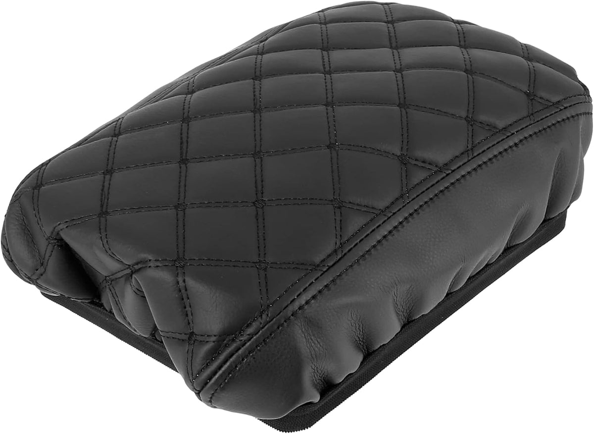 Black Microfiber Leather Center Console Lid Armrest Cover N59171