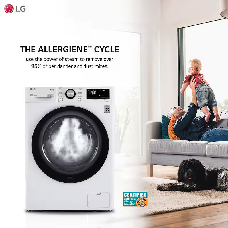 24 in. W 2.4 Cu. Ft. Compact Stackable Smart Front Load Washer in White with Steam O4378