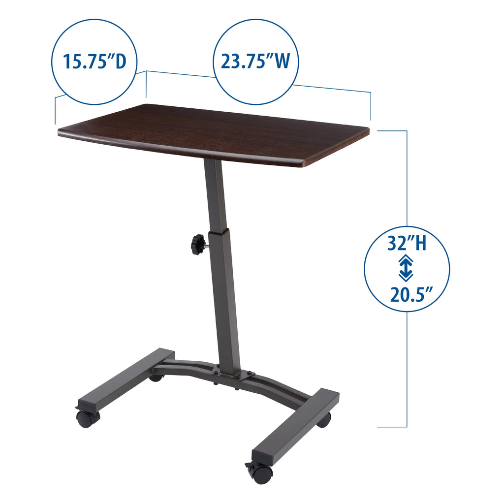 Black Height Adjustable Mobile Laptop Cart Desk with Wheels C452