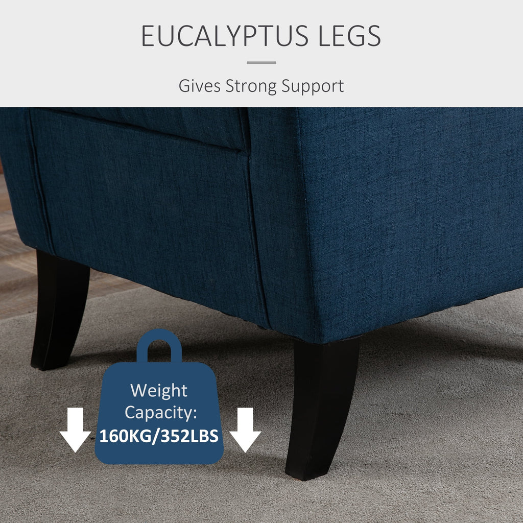 Blue Button-Tufted Accent Chair with Wingback R7622