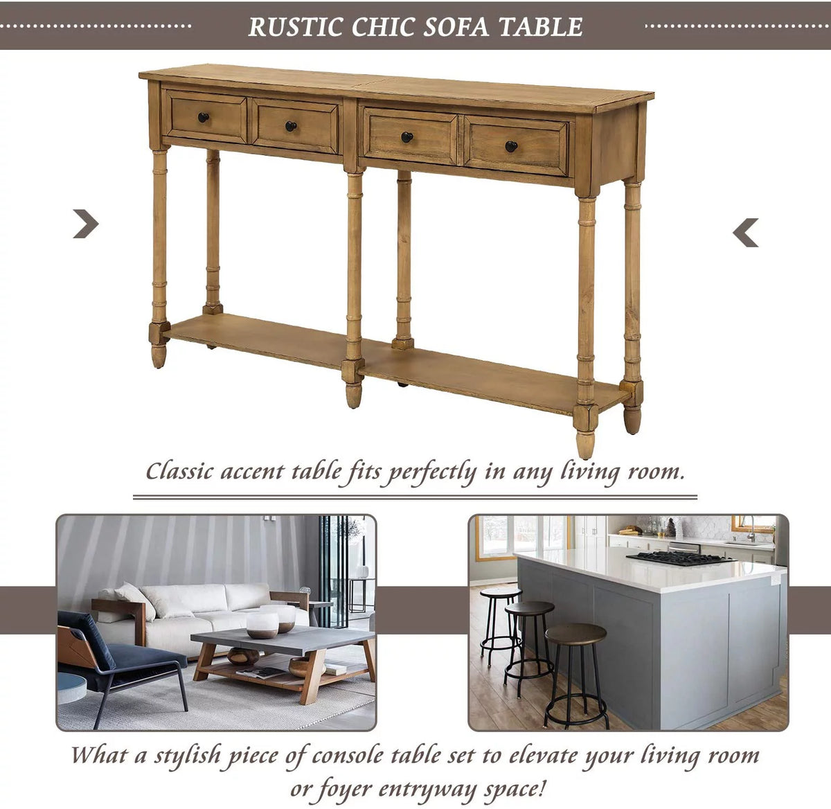 Console Table with Drawers and Shelf D6544