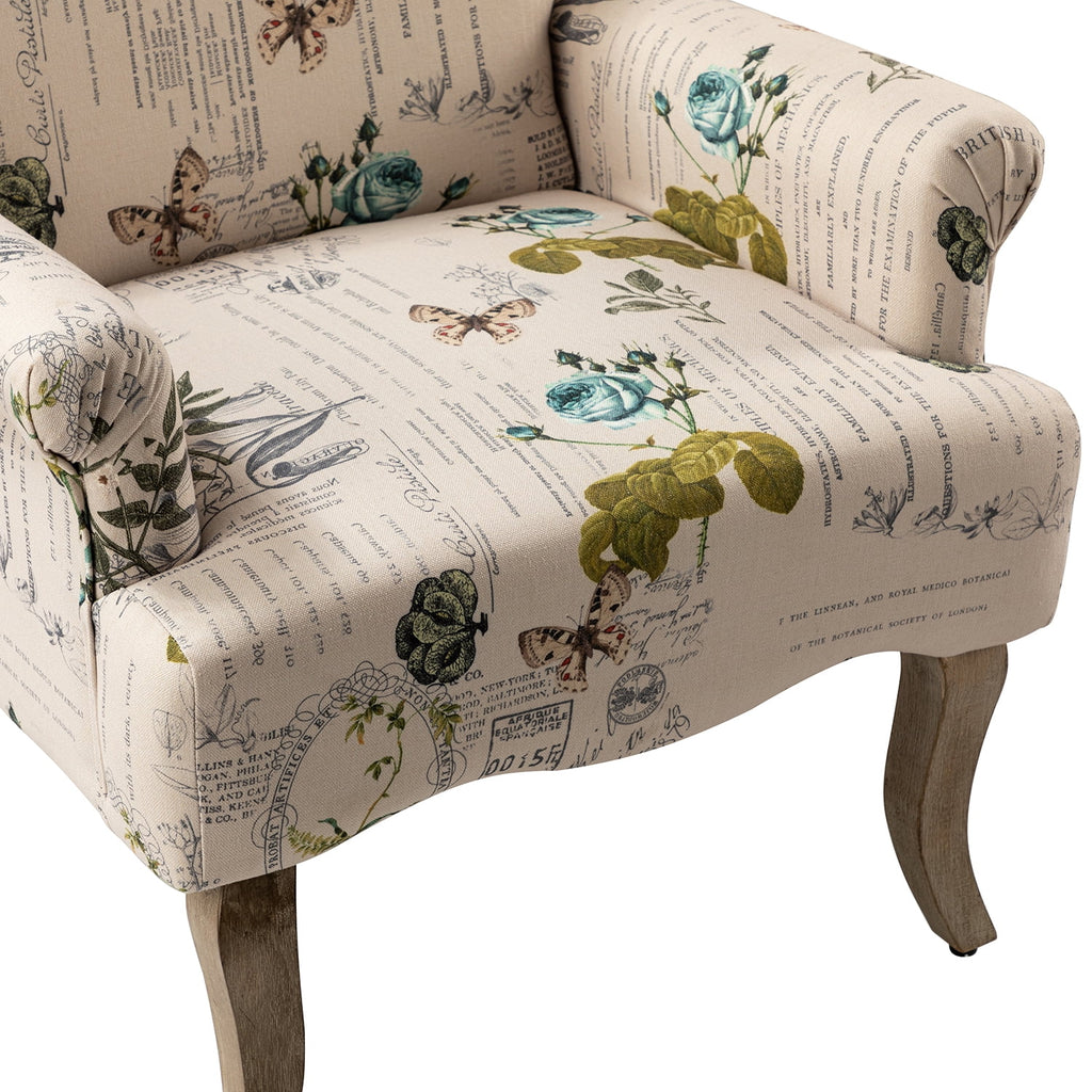 Upholstered Armchair Set of 2 with Pattern & Wooden Legs W90975