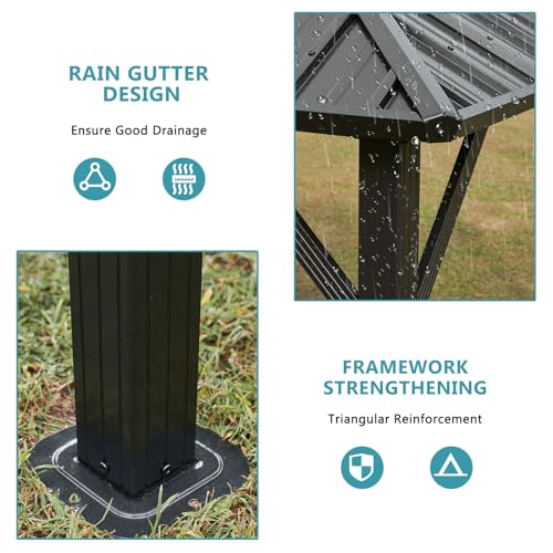 10' X 12' Aluminum Hardtop Gazebo with Galvanized Steel Double Roof F278269