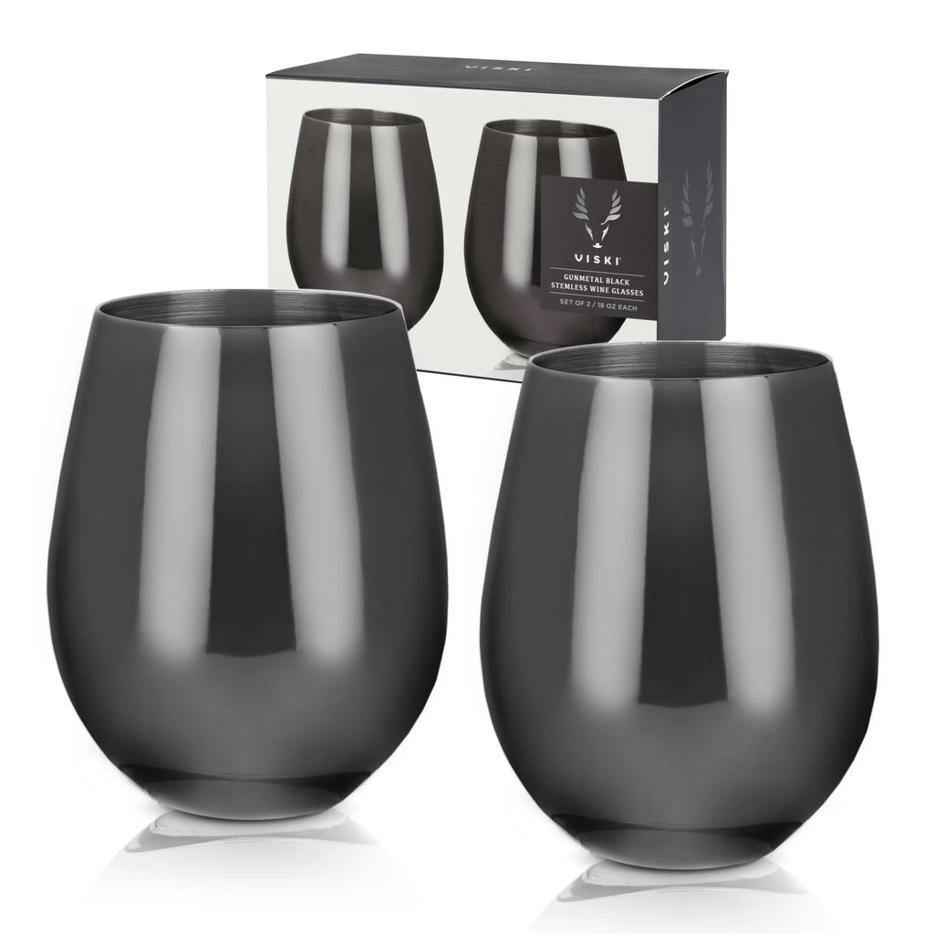 Stemless Wine Glasses Stainless Steel Black 18 Oz Y98333