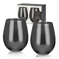 Stemless Wine Glasses Stainless Steel Black 18 Oz Y98333