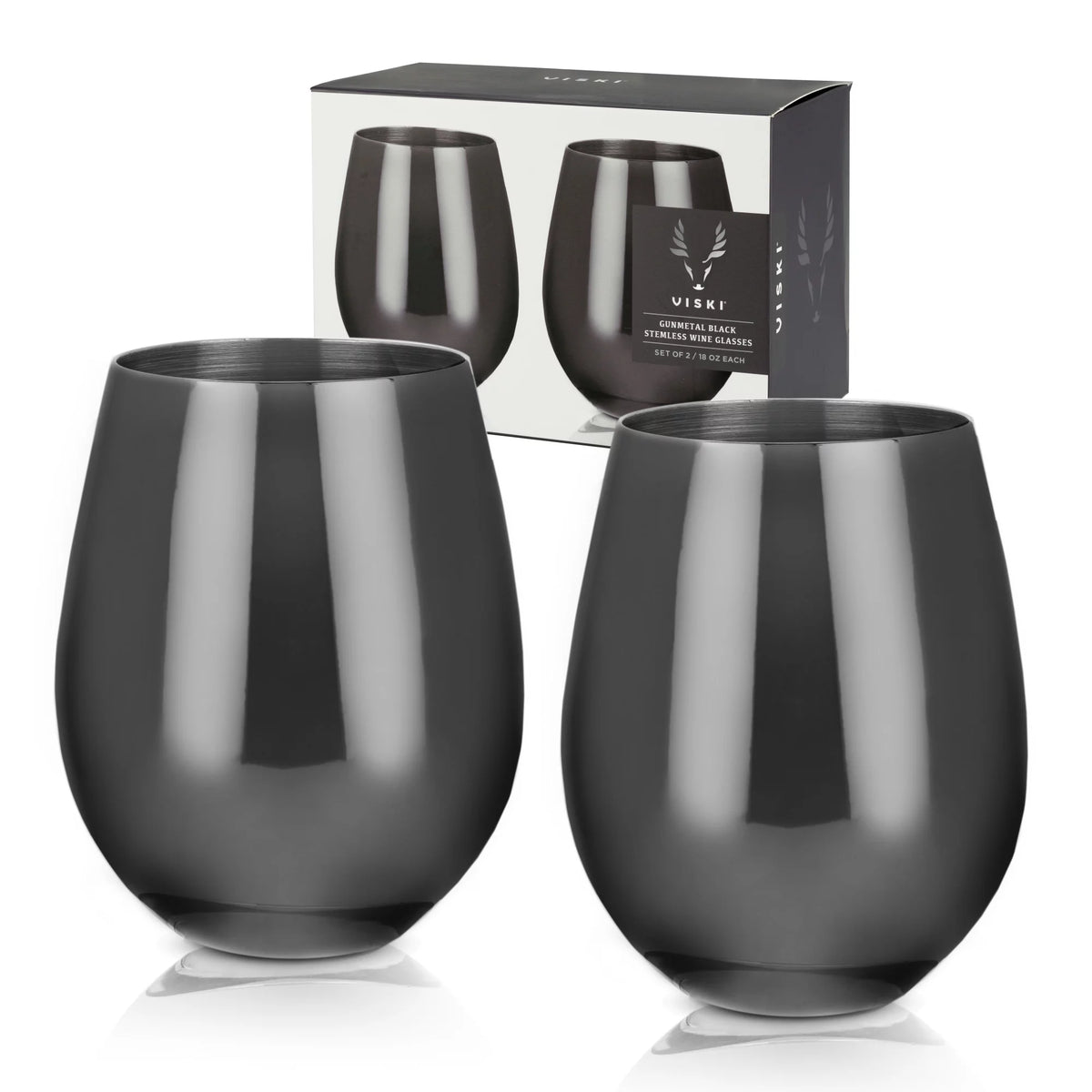 Stemless Wine Glasses Stainless Steel Black 18 Oz Y98333
