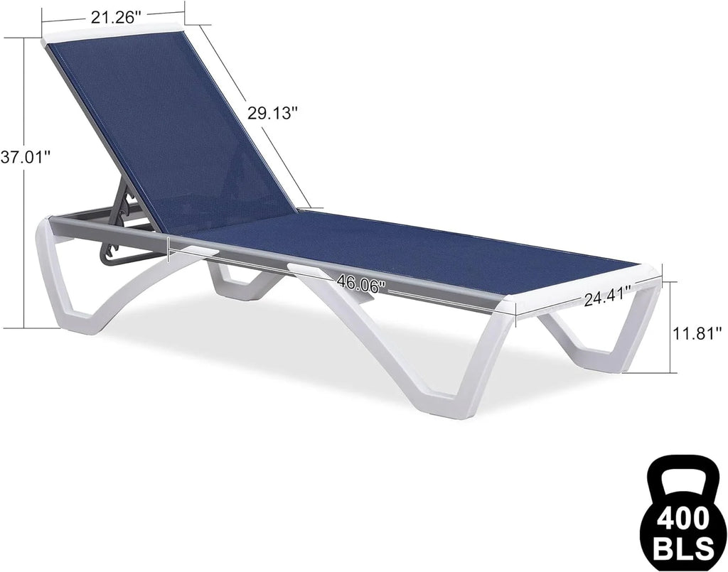 Navy Blue Stackable Patio Chaise Lounge Chair F9664