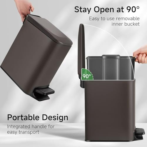 Slim 6 Liter Stainless Steel Trash Can with Lid V500421