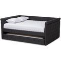 Dark Gray Fabric Tufted Full Daybed with Trundle H779186