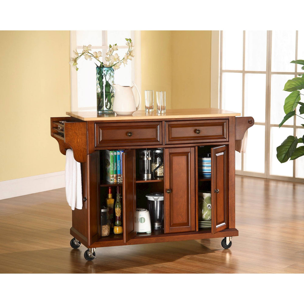 Natural Wood Top Kitchen Cart D35474
