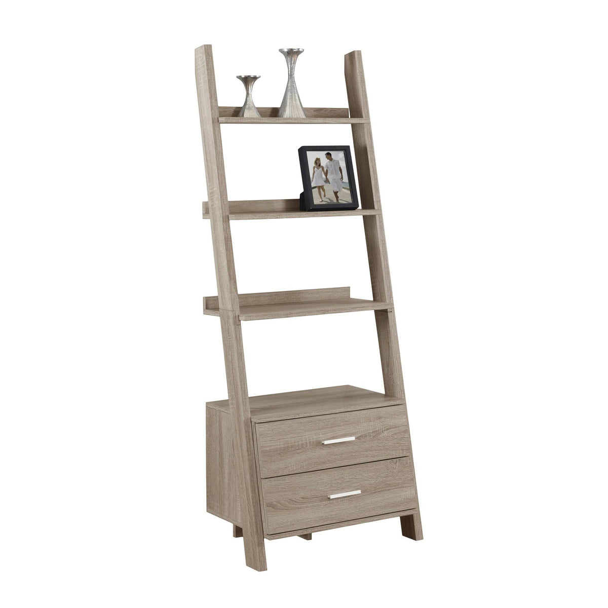 White Particle Board Bookcase with 2 Storage Drawers B88836