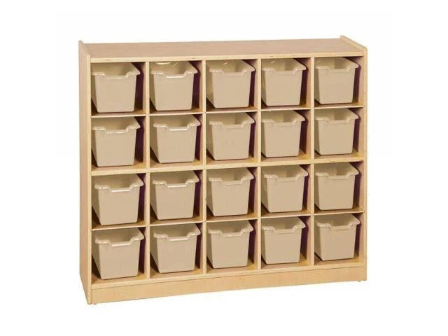 20-Cubby Birch Tray Cabinet with Sand Bins O390611