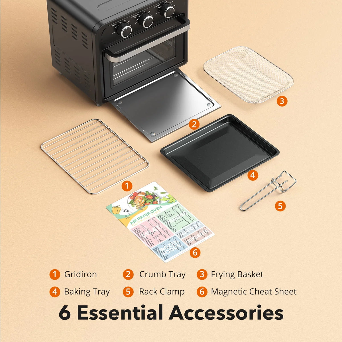 1700W 14.8 Quart 9 in 1 Air Fryer Oven O972