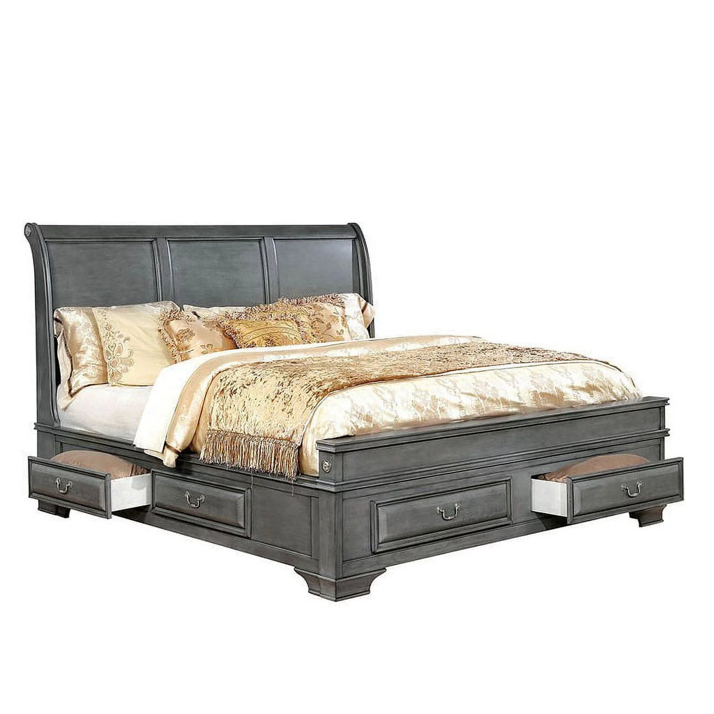 California King Size Solid Wood Storage Bed I3648