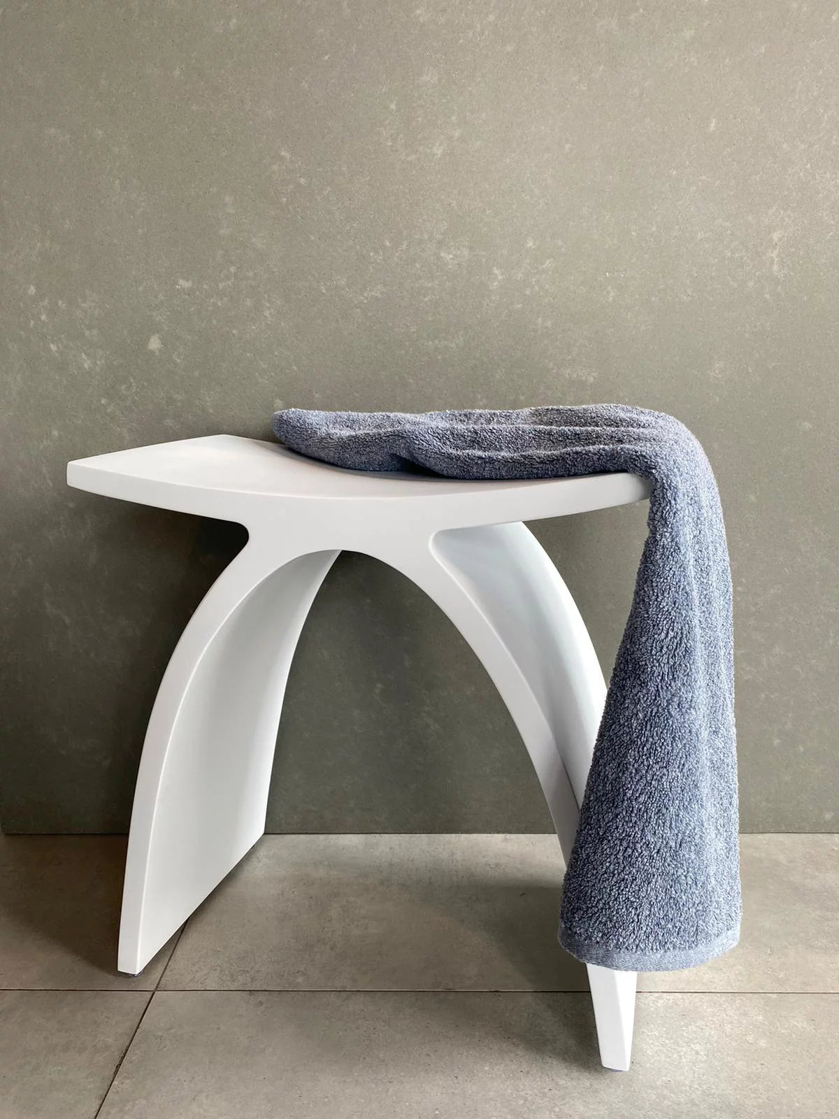 Matte White Solid Surface Bathroom Stool V56705