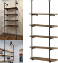 Industrial Wall Mount Iron Pipe Shelving 5 Tier Black L293904