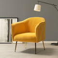 Mustard Upholstered Barrel Chair with Golden Base D7317
