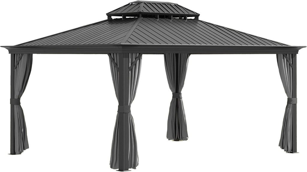 10x12 Hardtop Aluminum Frame Gazebo with Curtains and Netting W865