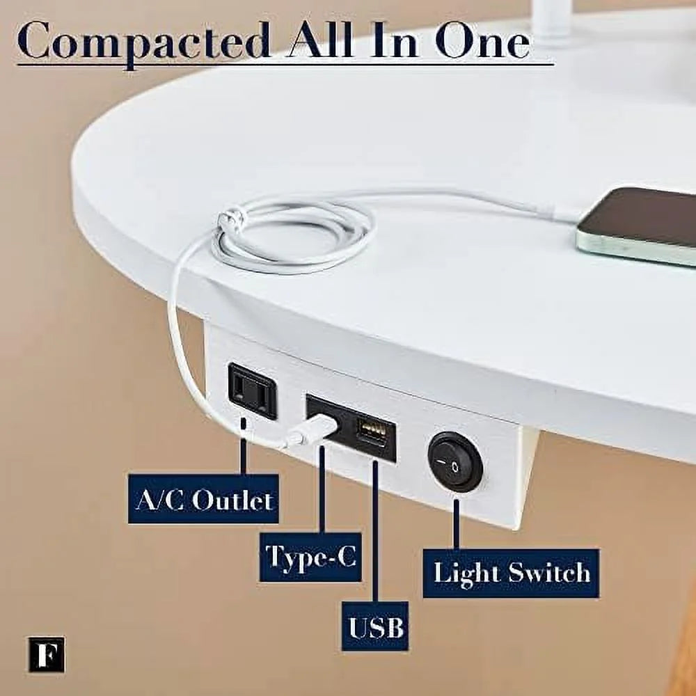 39" Mid Century Desk with USB Charging Station N25781