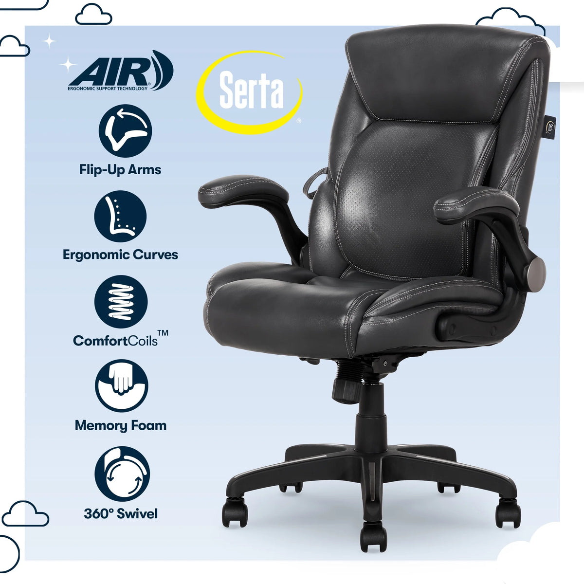 Gray Faux Leather Office Chair D1552