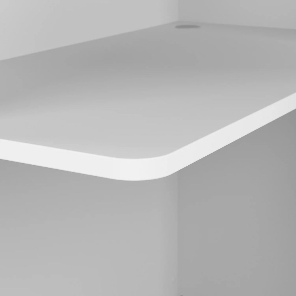 White Engineered Wood Desk with Shelves Q3744