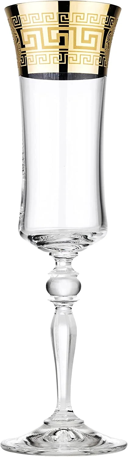 6 Oz Lead-Free Crystal Patterned Champagne Flutes Set of 6 O39917