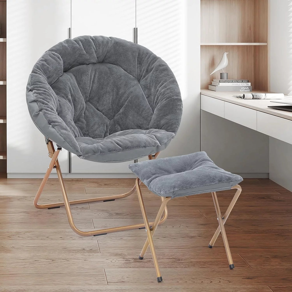 Oversized Foldable Saucer Chair with Ottoman J6561