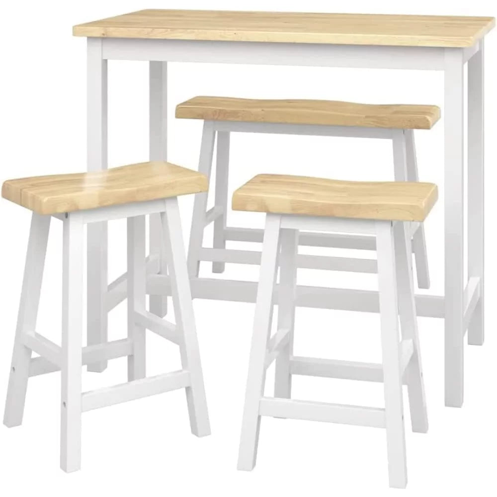 Rubber Wood 4-Person Bar Dining Table Set Z265