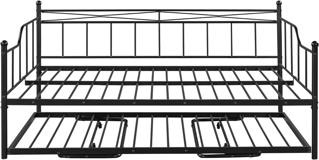 Full Size Metal Daybed with Twin Size Adjustable Trundle Z8957
