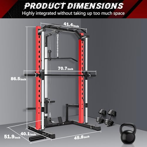 Smith Machine Squat Rack with LAT-Pull Down and Cable Crossover X729289
