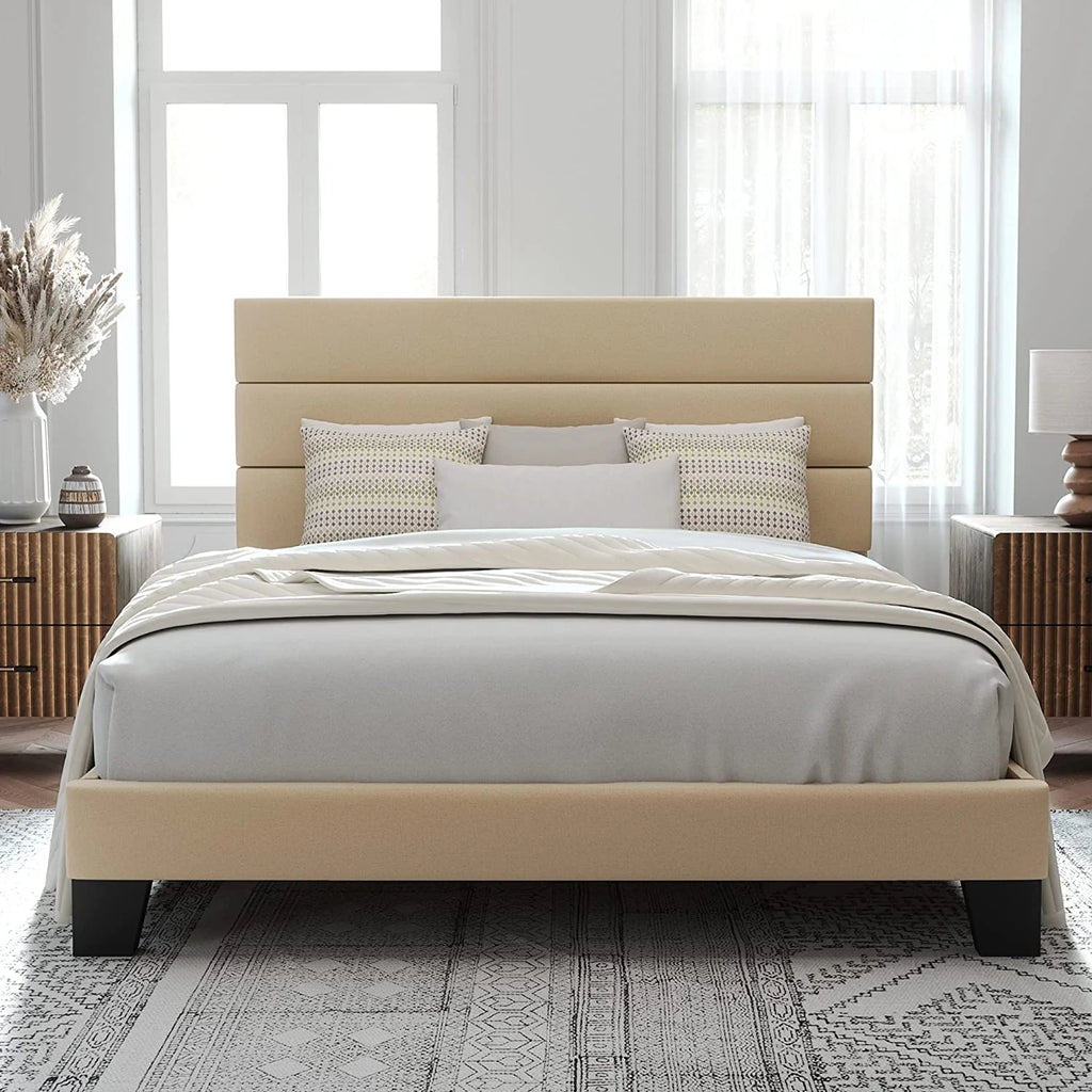 Queen Size Fabric Upholstered Platform Bed Frame F409470