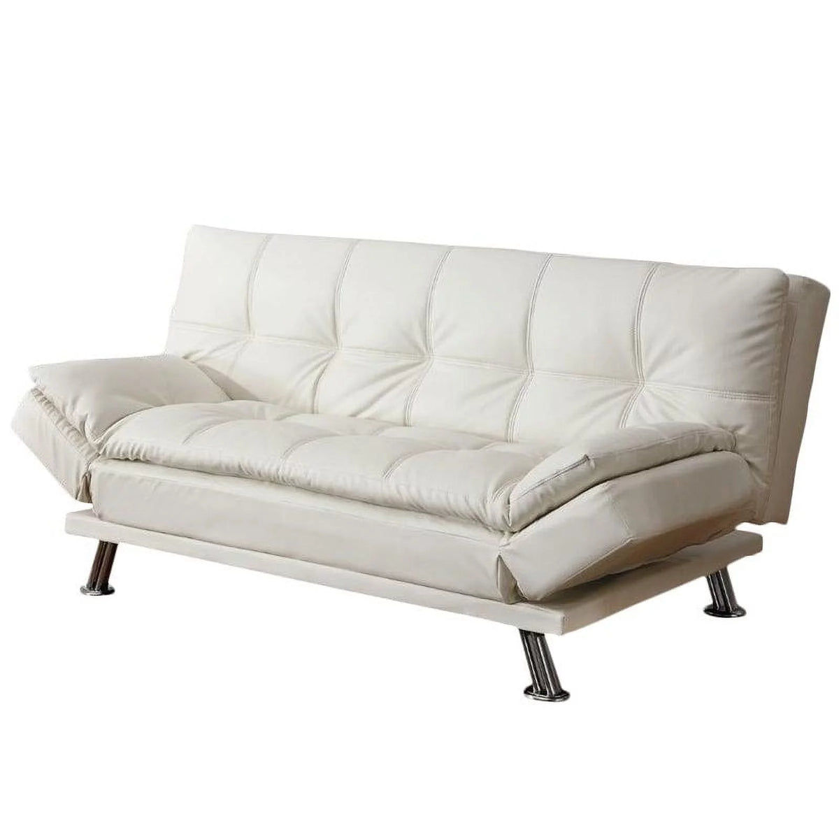 White Faux Leather Sleeper Sofa W876