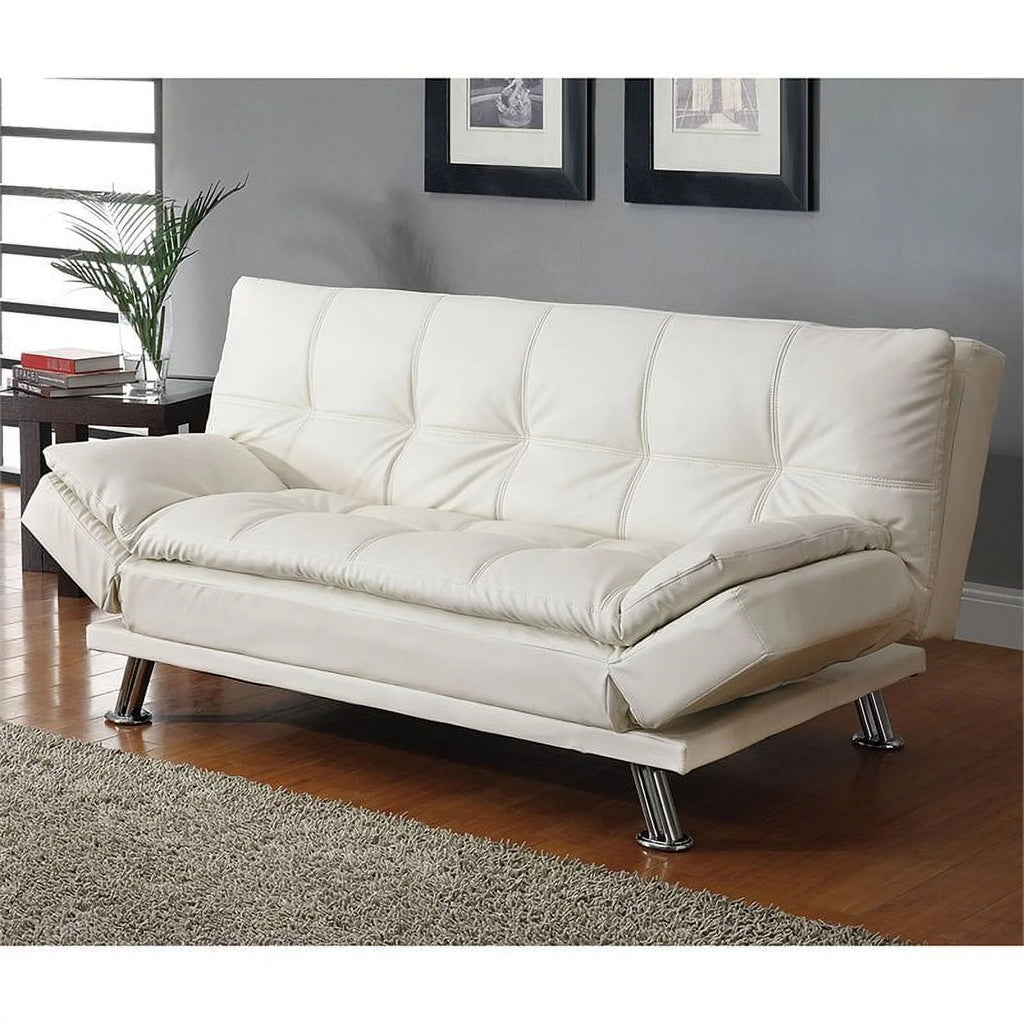 White Faux Leather Sleeper Sofa W876