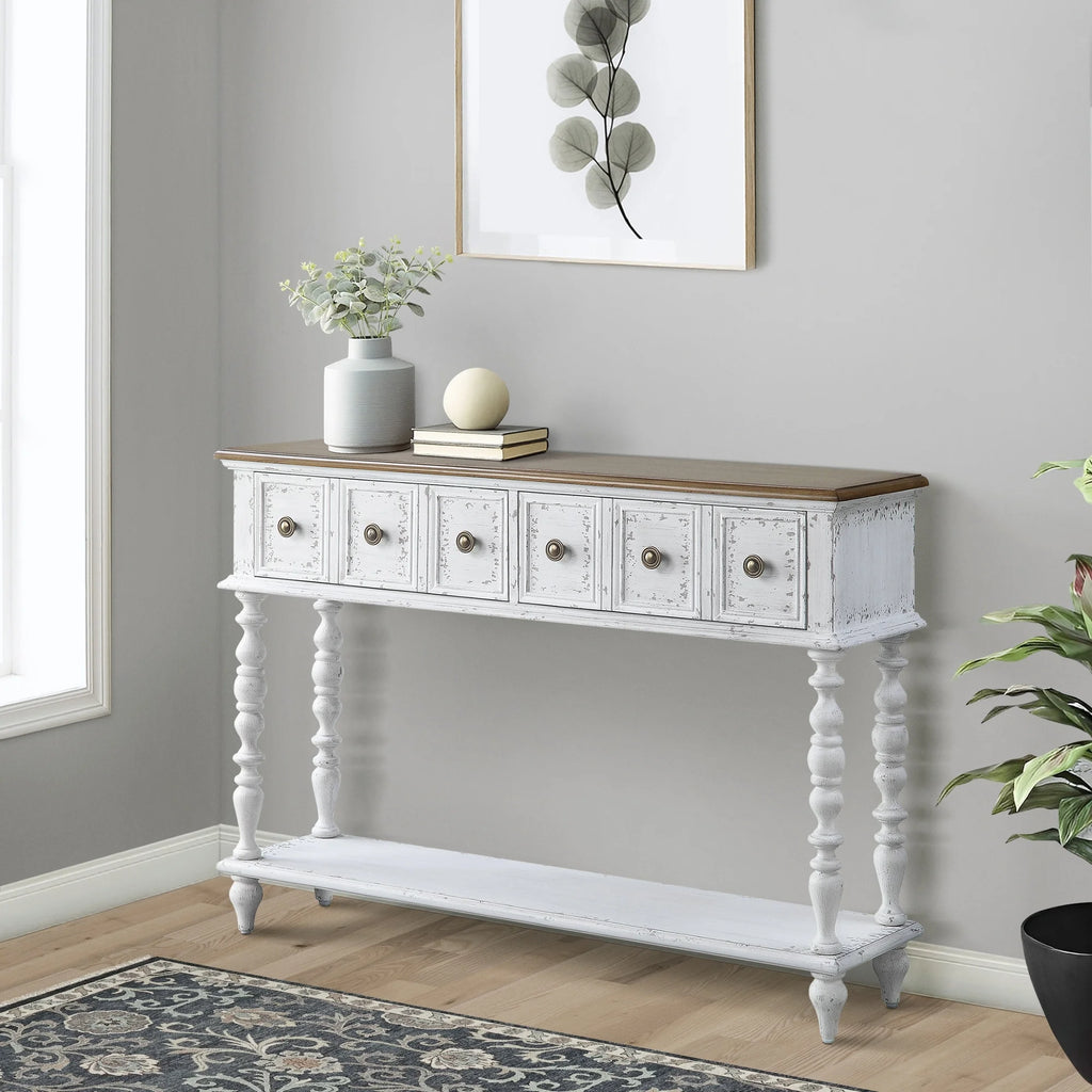 Dark Charcoal and Antique White Console Table K713