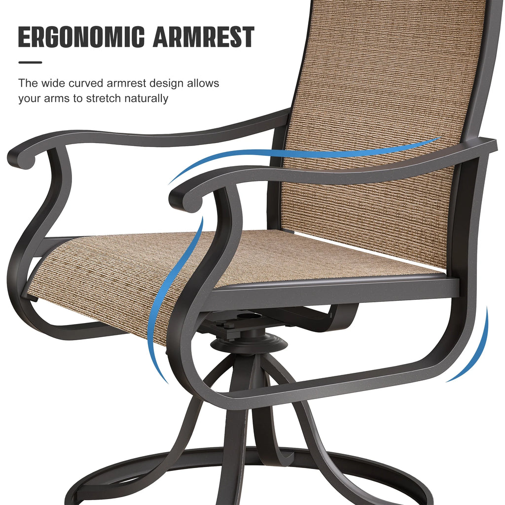 Khaki Swivel Outdoor Chairs Set of 2 G61632