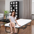 Folding Bed Frame with Wheel, Rollaway Bed with Mattress, Foldable Twin Bed with Memory Foam Mattress N472