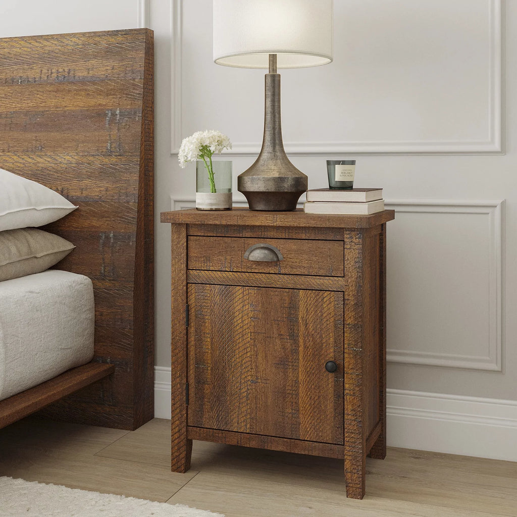 Natural Wood Drawer Nightstand Q433