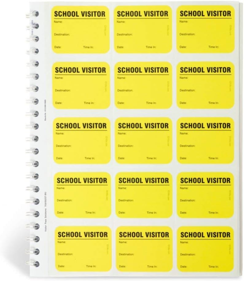 Spiral-Bound Visitor Log Book, 225 Badges, Neon Yellow Pack of 2 W987